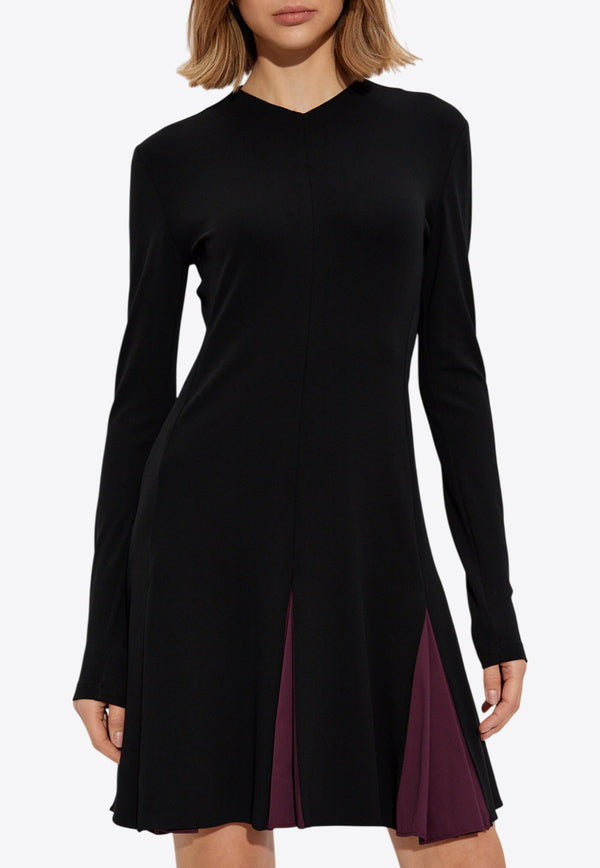 Salvatore Ferragamo Pleated Long-Sleeved Mini Dress Black 13G574 A 781820-BLACK