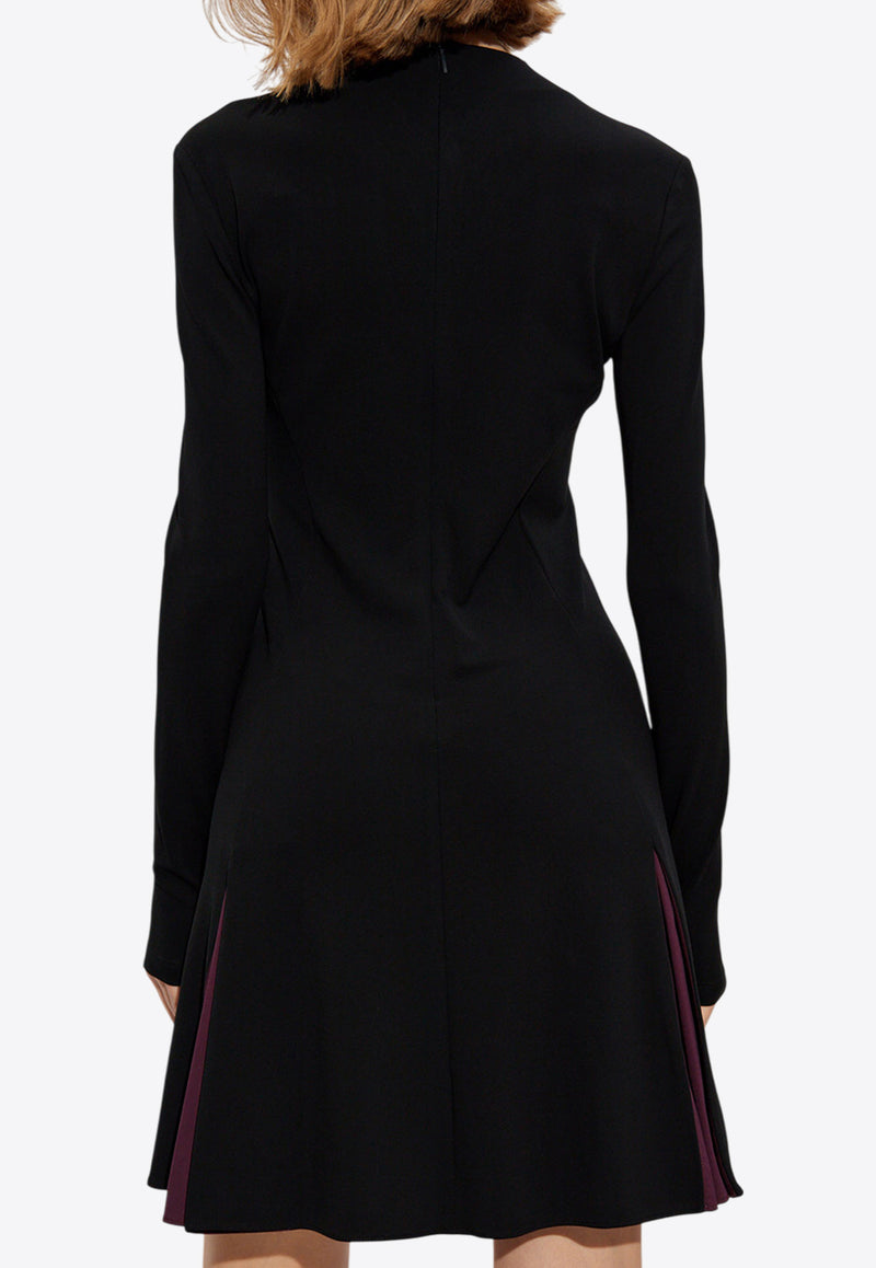 Salvatore Ferragamo Pleated Long-Sleeved Mini Dress Black 13G574 A 781820-BLACK