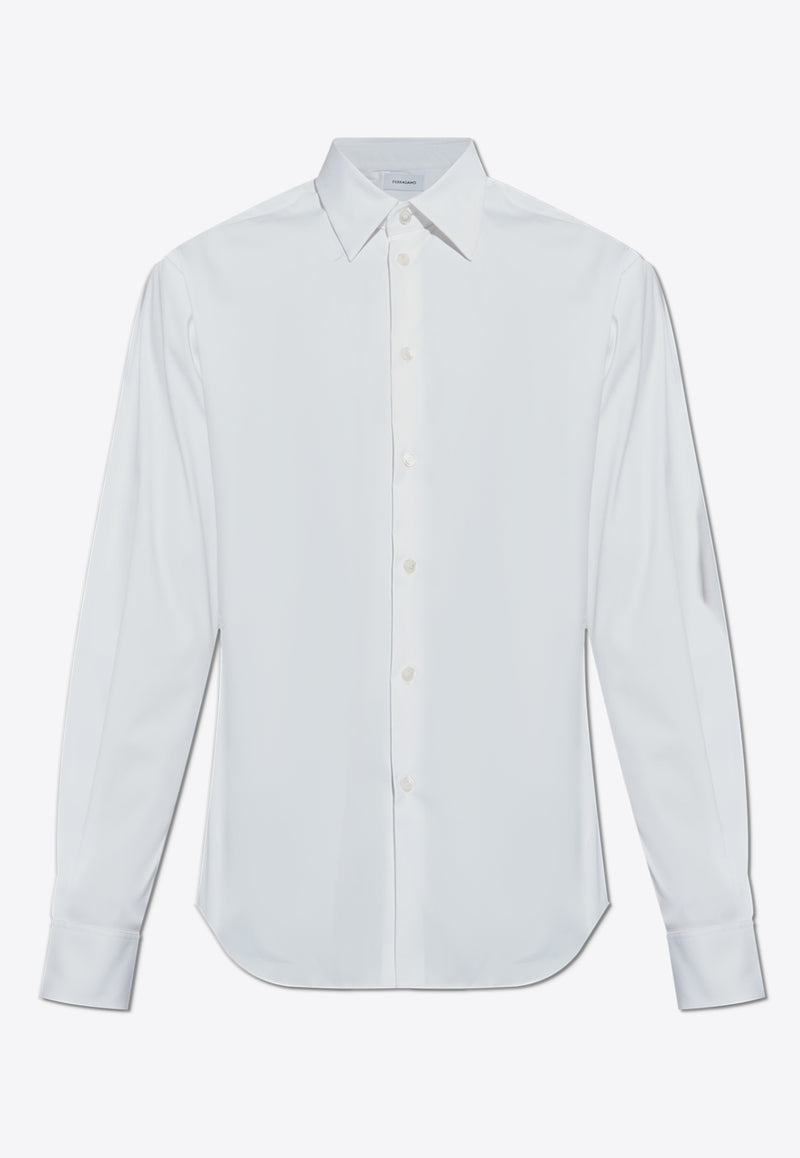 Salvatore Ferragamo Embroidered Long-Sleeved Shirt White 144305 C 780366-WHITE