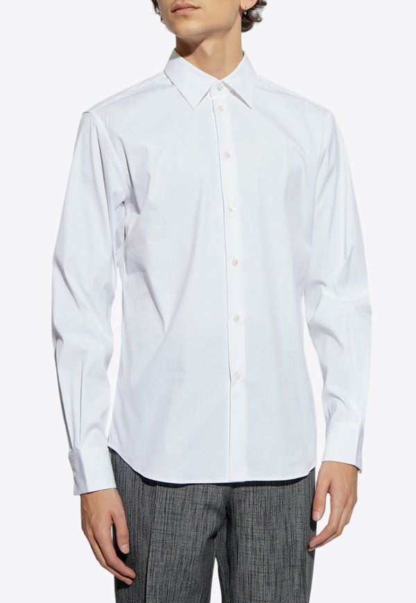 Salvatore Ferragamo Embroidered Long-Sleeved Shirt White 144305 C 780366-WHITE