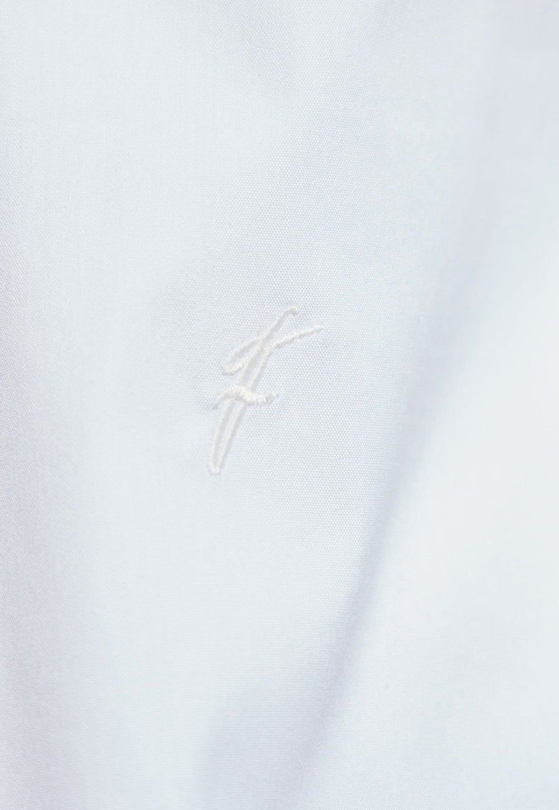 Salvatore Ferragamo Embroidered Long-Sleeved Shirt White 144305 C 780366-WHITE