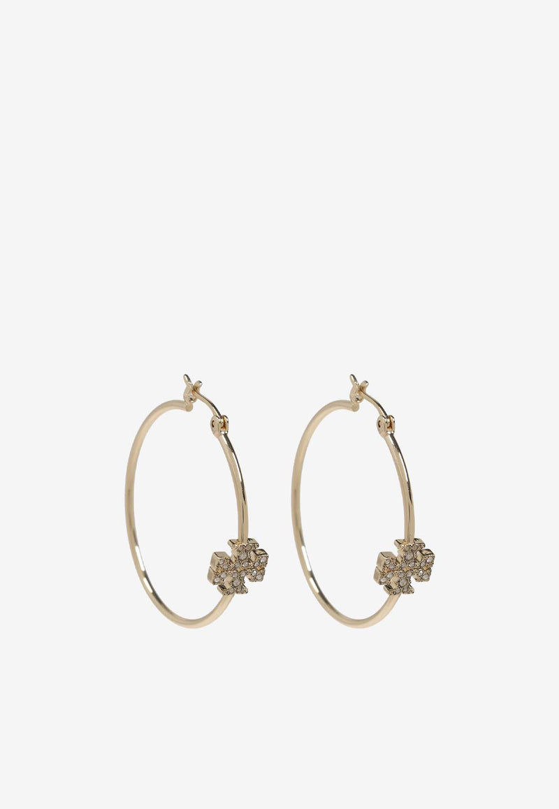 Tory Burch Eleanor Pavé Logo Hoop Earrings 163720 0-783