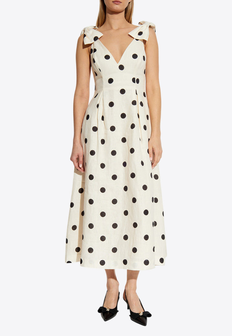 Zimmermann Crush Polka Dot V-neck Midi Dress 2503DR251 0-CMBLDT