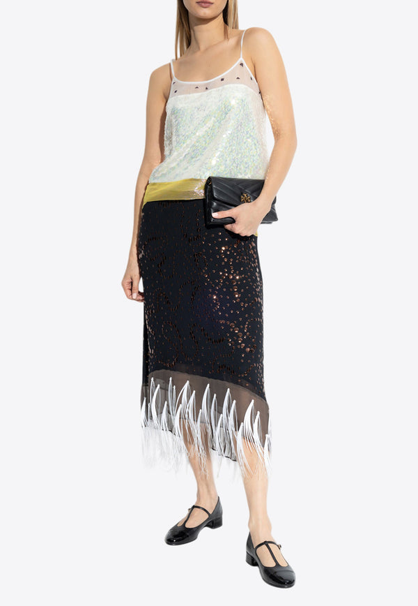 Tory Burch Embellished Midi Slip Skirt 165470 0-653