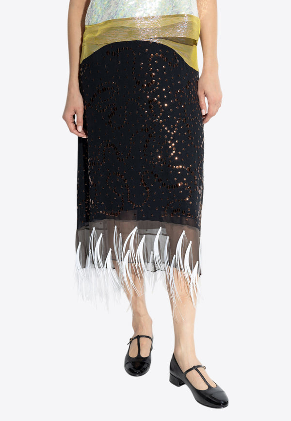 Tory Burch Embellished Midi Slip Skirt 165470 0-653