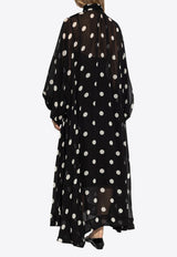 Zimmermann Crush Tie-Neck Polka Dot Maxi Dress 2416DR251 0-BLKCRMDT