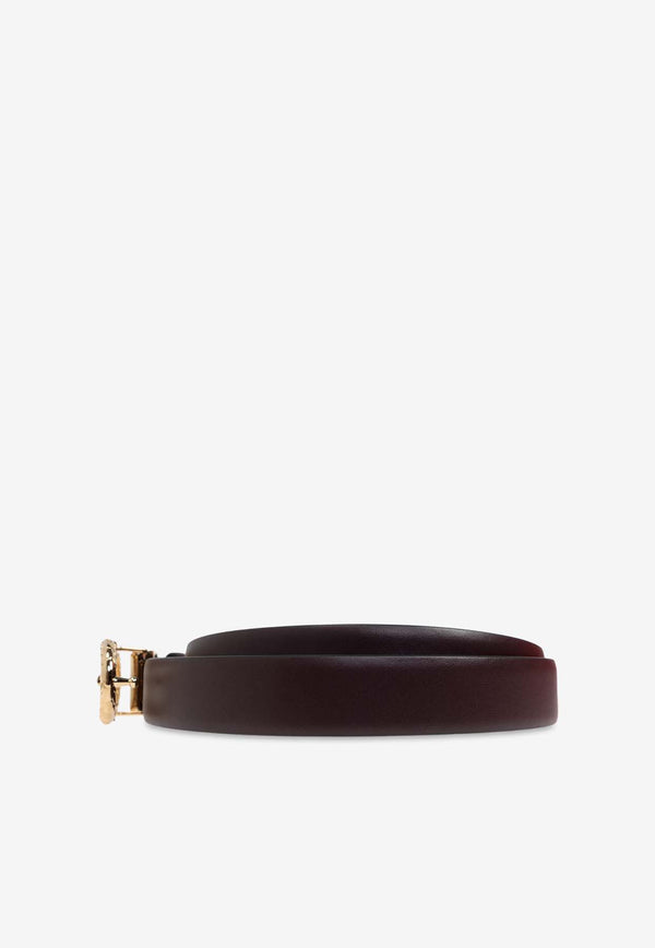 Salvatore Ferragamo Gancini Leather Reversible Belt Brown 230359 DONNA H 25 780428-OXBLOOD