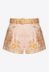 Zimmermann Acacia Tuck High-Rise Linen Shorts 2645ARS252 0-CRMPNKMUL