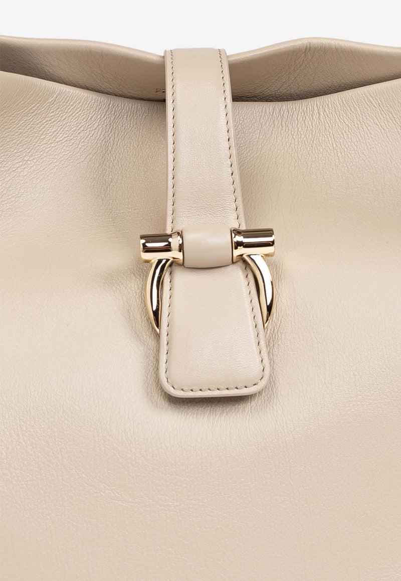 Salvatore Ferragamo Medium Gancini Leather Tote Bag Beige 219804 TOTE M 779069-STONE