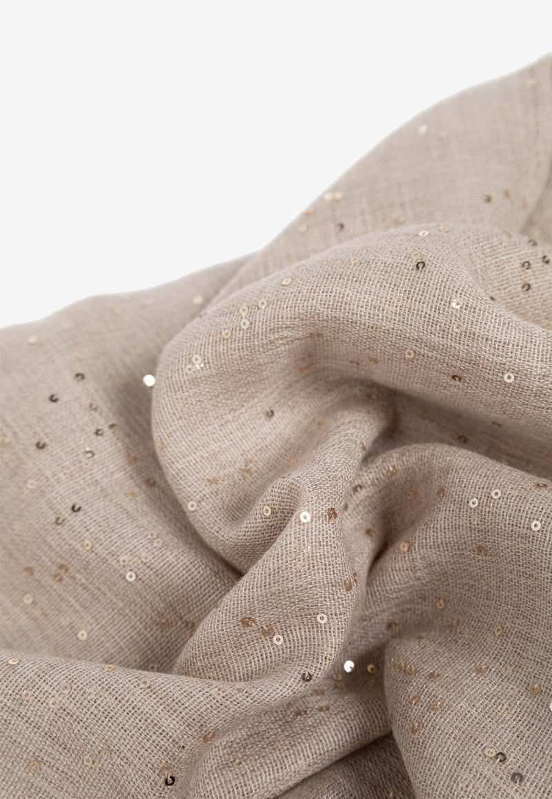 Salvatore Ferragamo Micro Sequined Scarf Beige 320952 ST STAR 779196-NATURAL