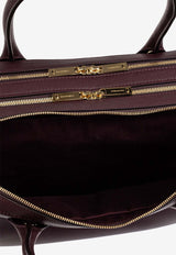 Salvatore Ferragamo Stella Logo Embossed Top Handle Bag Burgundy 219872 STELLA T H L 779320-DARK BAROLO