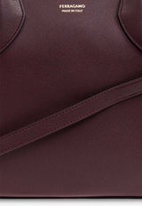 Salvatore Ferragamo Stella Logo Embossed Top Handle Bag Burgundy 219872 STELLA T H L 779320-DARK BAROLO