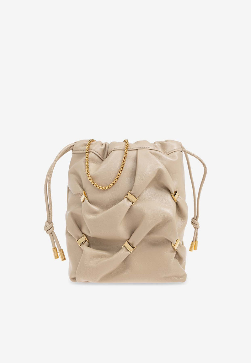 Salvatore Ferragamo Mini Nappa Leather Bucket Bag with Vara Bows Beige 220838 MINI BAG 780183-STONE