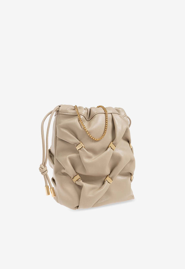 Salvatore Ferragamo Mini Nappa Leather Bucket Bag with Vara Bows Beige 220838 MINI BAG 780183-STONE