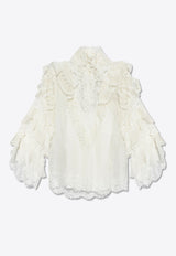 Zimmermann Crush Heart Ruffled Blouse 2533TR251 0-IVO