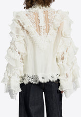 Zimmermann Crush Heart Ruffled Blouse 2533TR251 0-IVO