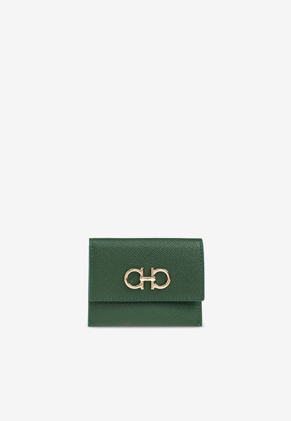 Salvatore Ferragamo Portacarte Gancini Leather Wallet Green 220861 PORTACARTE 779903-FOREST GREEN