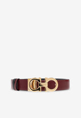 Salvatore Ferragamo Reversible Gancini Leather Belt Burgundy 23A565 DONNA H 25 780393-BORGOGNA