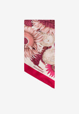 Salvatore Ferragamo Floral Print Silk Scarf Pink 320973 BA GIRASOLI 780097-CIPRIA FUCSIA