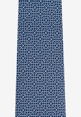 Salvatore Ferragamo Gancini Jacquard Silk Tie Blue 351218 4 ZELDA 778576-F BLU MARINE