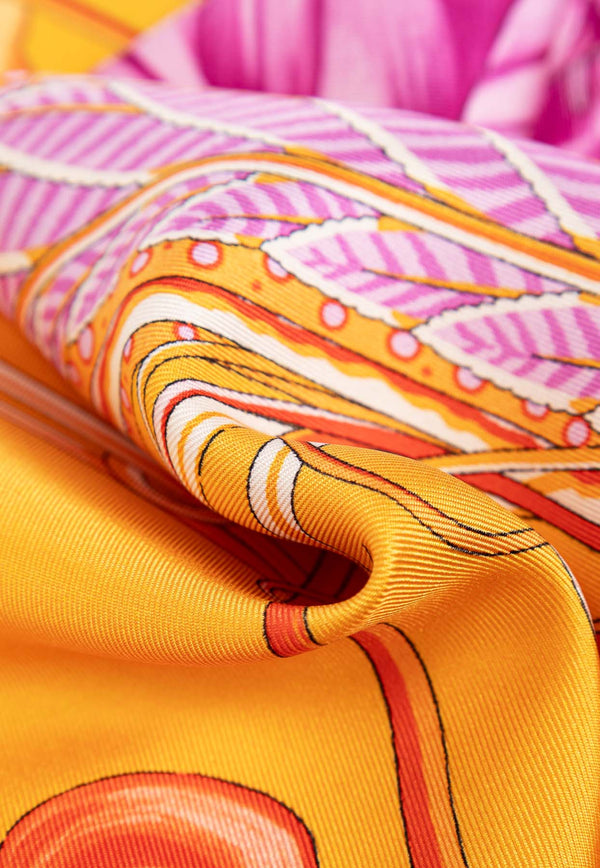 Salvatore Ferragamo Printed Silk Scarf Multicolor 320972 BA NEW SHOW 780202-ARANCIO FUCSIA