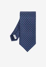 Salvatore Ferragamo Gancini Silk Tie Navy 350950 4 TETRIS 768562-F NAVY