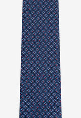 Salvatore Ferragamo Gancini Silk Tie Navy 350950 4 TETRIS 768562-F NAVY