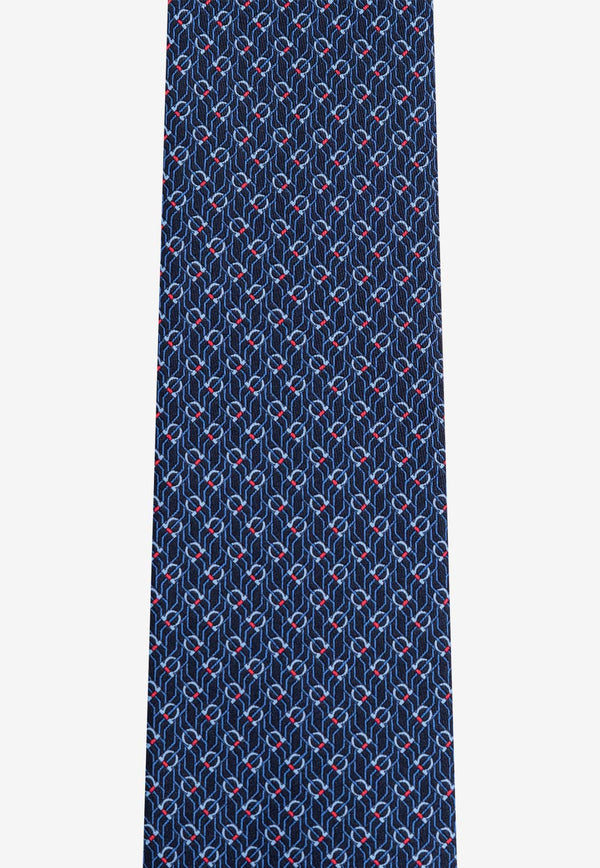 Salvatore Ferragamo Gancini Silk Tie Navy 350950 4 TETRIS 768562-F NAVY