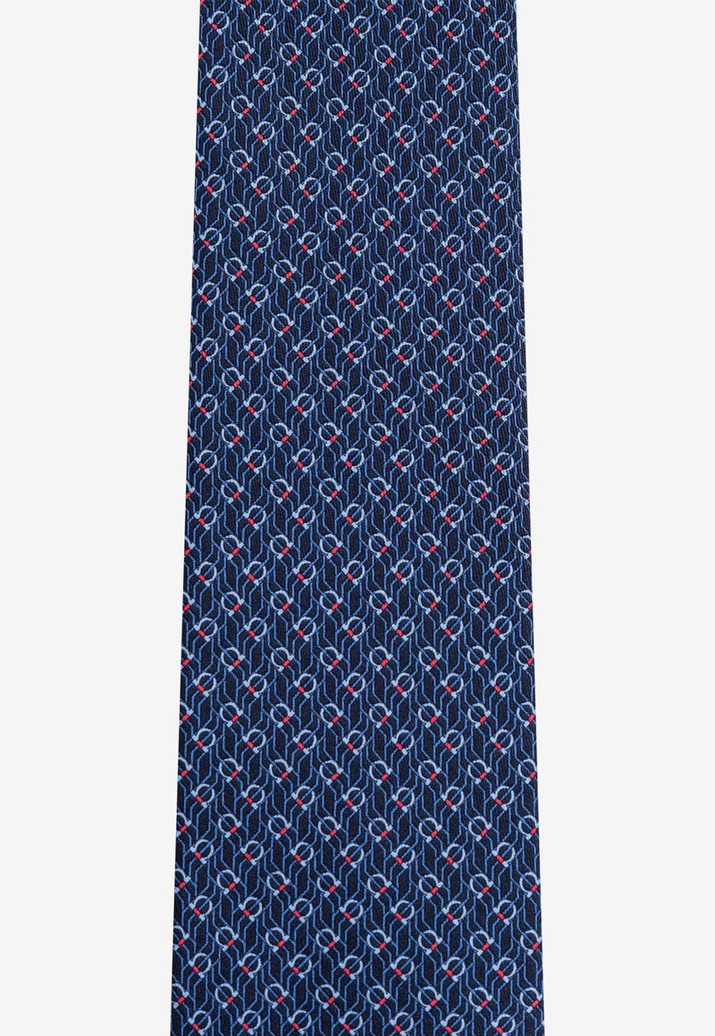 Salvatore Ferragamo Gancini Silk Tie Navy 350950 4 TETRIS 768562-F NAVY