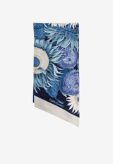 Salvatore Ferragamo Printed Silk Scarf Blue 320973 BA GIRASOLI 780096-MARINE