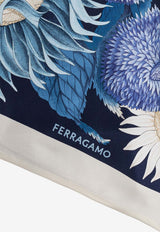 Salvatore Ferragamo Printed Silk Scarf Blue 320973 BA GIRASOLI 780096-MARINE