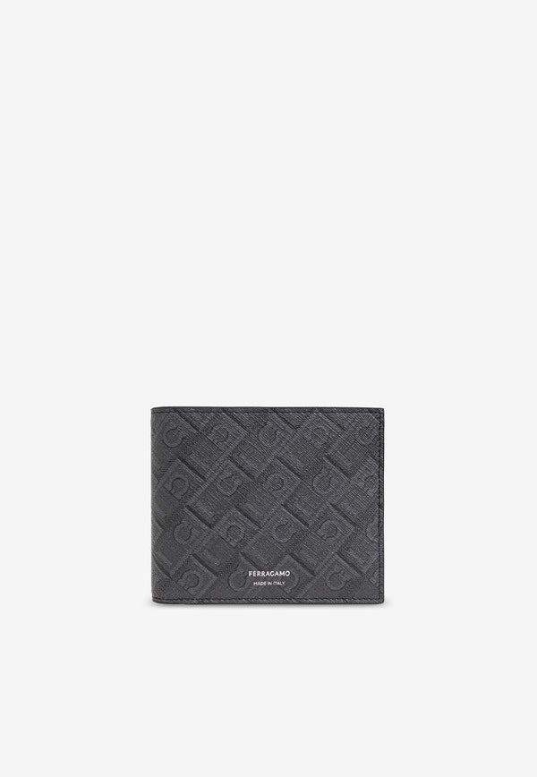 Salvatore Ferragamo Monogram Leather Wallet Gray 661584 MONOGRAM 780330-NERO GRIGIO