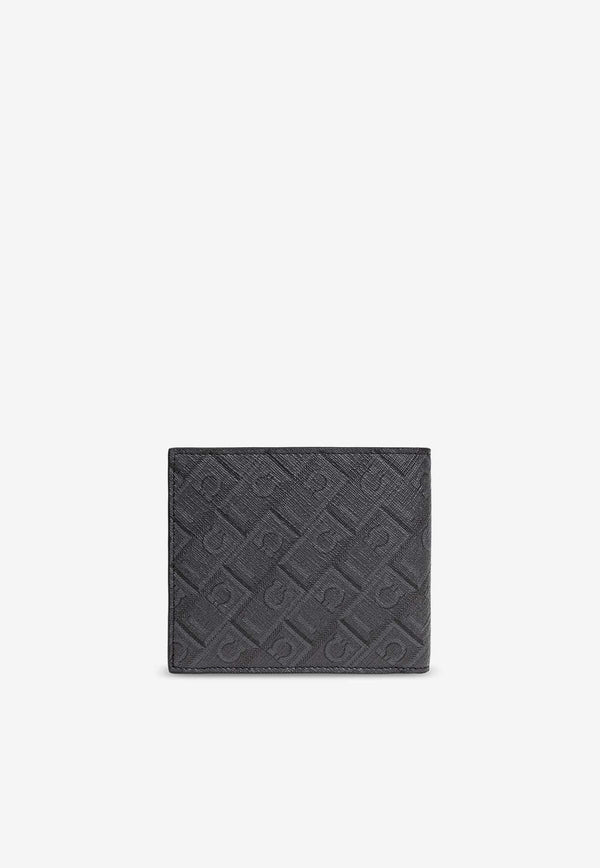 Salvatore Ferragamo Monogram Leather Wallet Gray 661584 MONOGRAM 780330-NERO GRIGIO