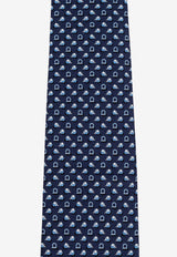 Salvatore Ferragamo Elephant Print Silk Tie Navy 351243 4 ZAKI 779456-F NAVY