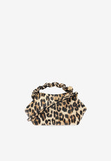 GANNI Small Bou Leopard Print Top Handle Bag Beige A6494 5894-943