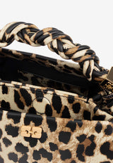 GANNI Small Bou Leopard Print Top Handle Bag Beige A6494 5894-943