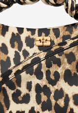 GANNI Small Bou Leopard Print Top Handle Bag Beige A6494 5894-943