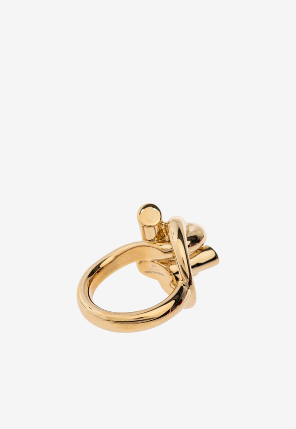 Salvatore Ferragamo Gancini Shaped Ring Gold 760814 AN GANPIERCE 780405-ORO