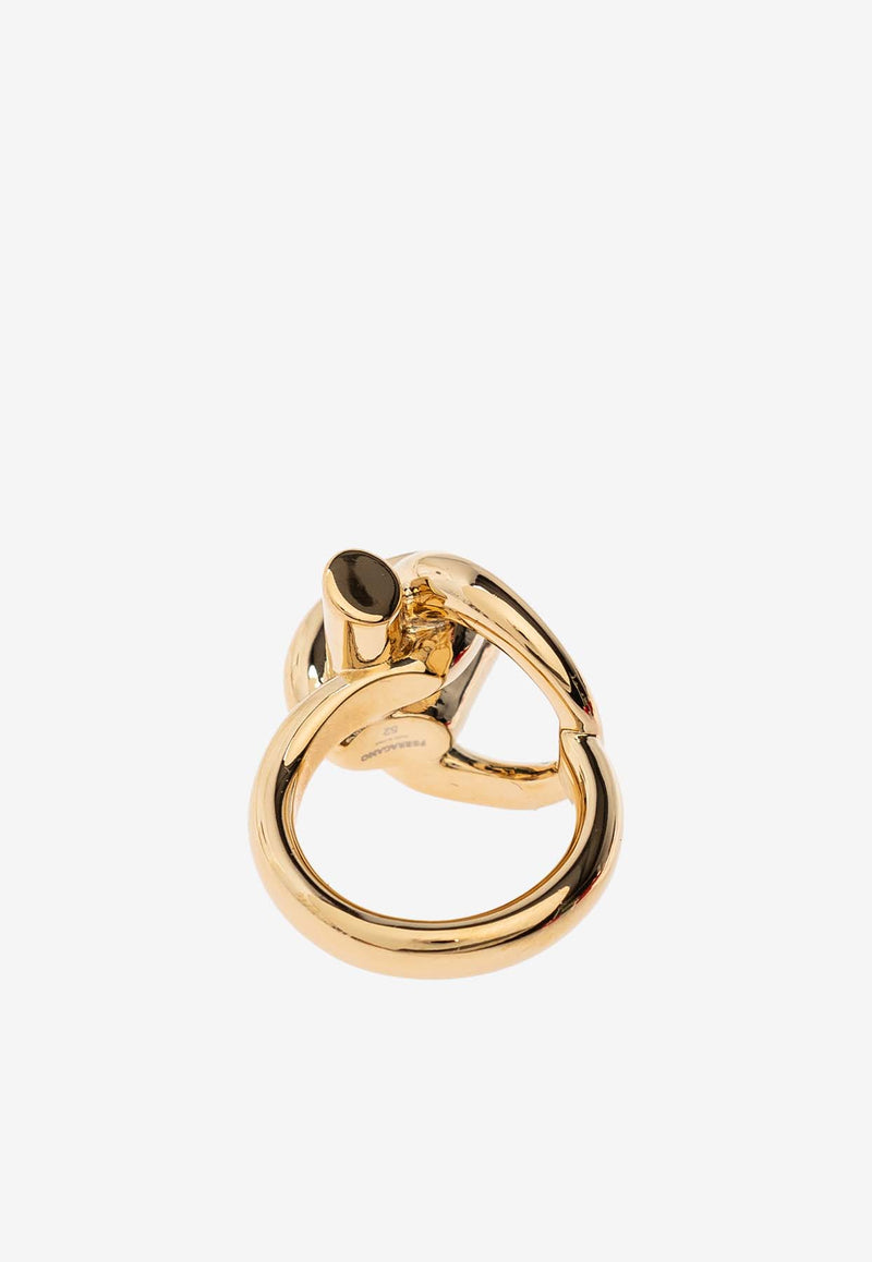 Salvatore Ferragamo Gancini Shaped Ring Gold 760814 AN GANPIERCE 780405-ORO