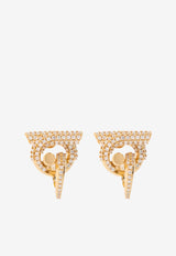 Salvatore Ferragamo Gancini Crystal Embellished Earrings Gold 760831 EAR PIERZIRC 781434-ORO CRYSTAL