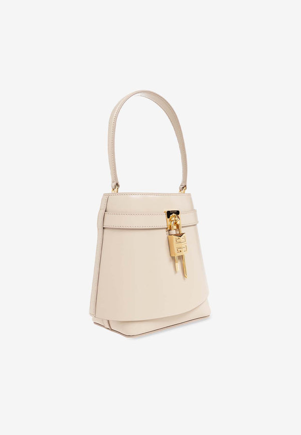 Givenchy Medium Shark Lock Leather Bucket Bag Beige BB50W GB13A-257