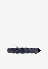 Salvatore Ferragamo Gancini Braided Leather Bracelet Blue 770378 BR DOBLEVO 780299-PLD O BLUE