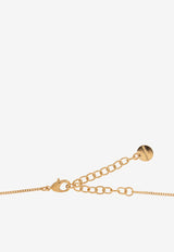 Salvatore Ferragamo Crystal Gancini Pendant Chain Necklace Gold 760802 NKL ESSE STR 780375-ORO GIOVE STR WHITE