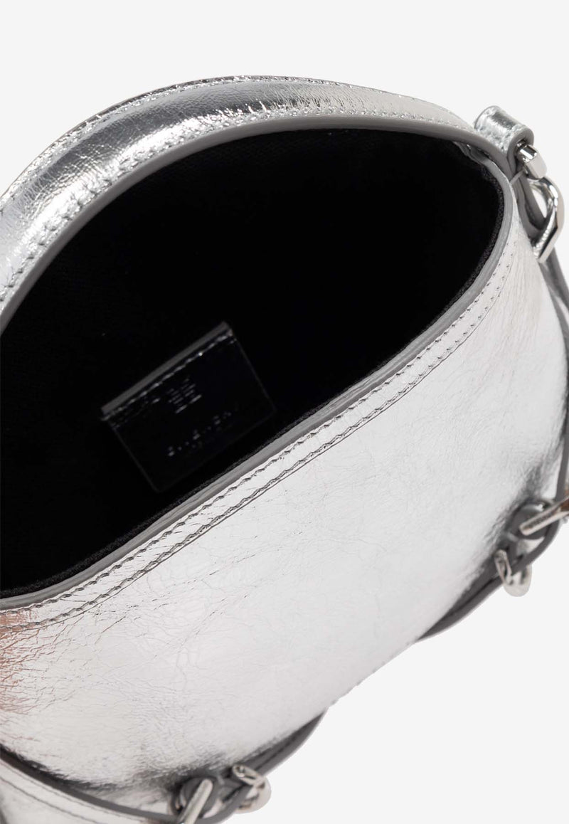 Givenchy Nano Voyou Laminated Leather Shoulder Bag Silver BB60N HB26C-934