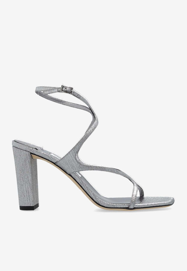 Jimmy Choo Azie 85 Leather Sandals Silver AZIE 85 IGQ-PLATINUM