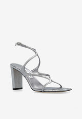 Jimmy Choo Azie 85 Leather Sandals Silver AZIE 85 IGQ-PLATINUM