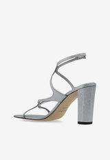 Jimmy Choo Azie 85 Leather Sandals Silver AZIE 85 IGQ-PLATINUM