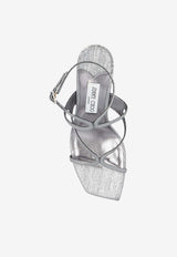 Jimmy Choo Azie 85 Leather Sandals Silver AZIE 85 IGQ-PLATINUM