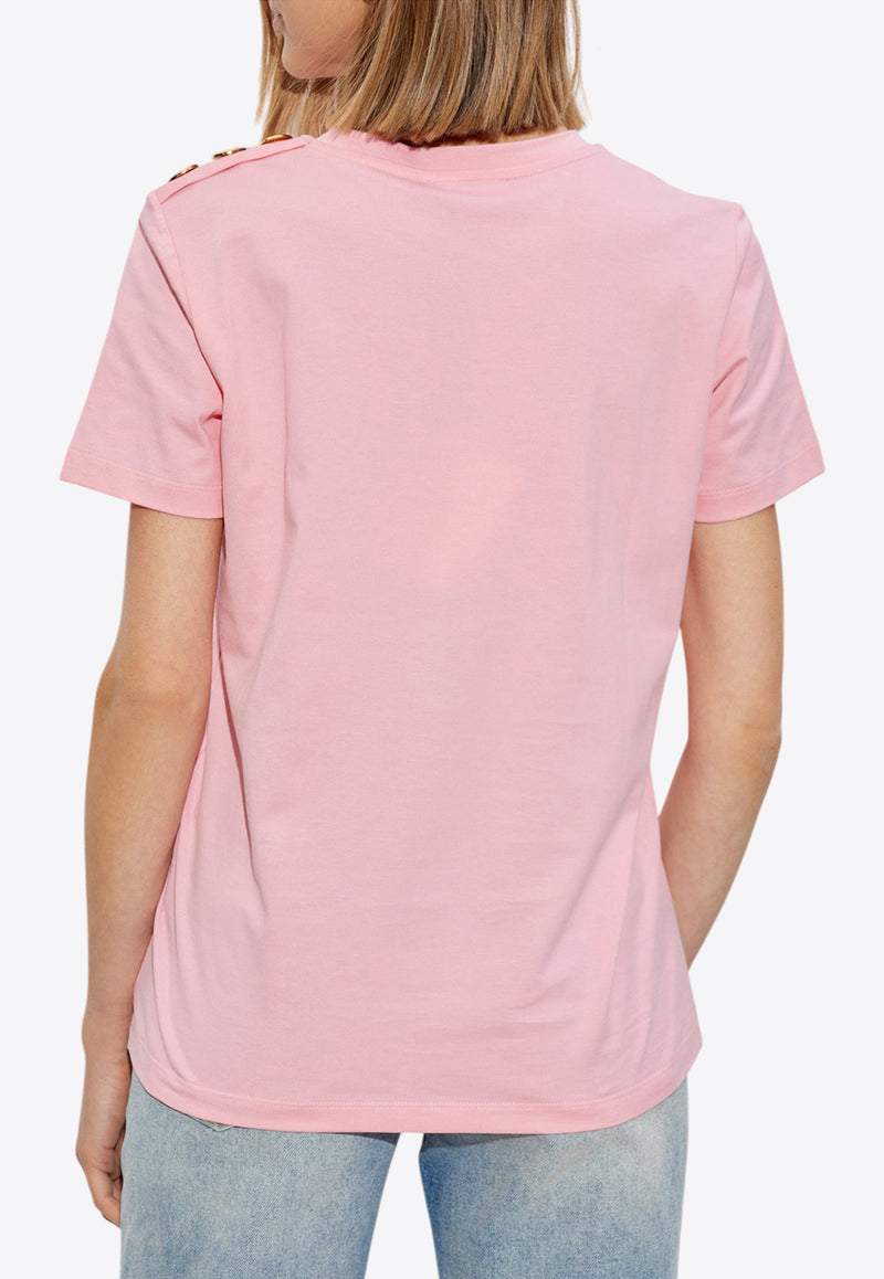 Balmain Logo Print T-shirt Pink BF1EF005 BB02-OLA