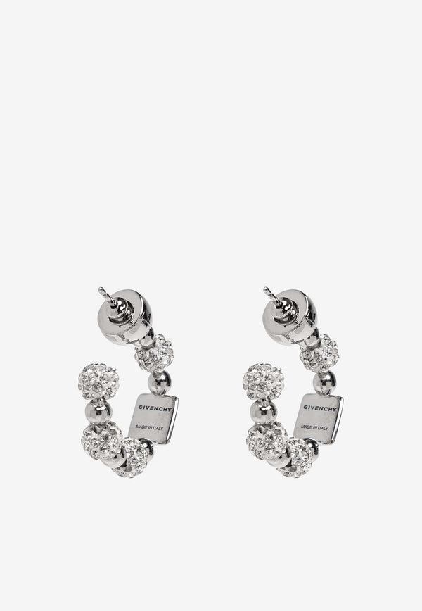 Givenchy 4G Crystal Embellished Hoop Earrings Silver BF111 QF05M-040